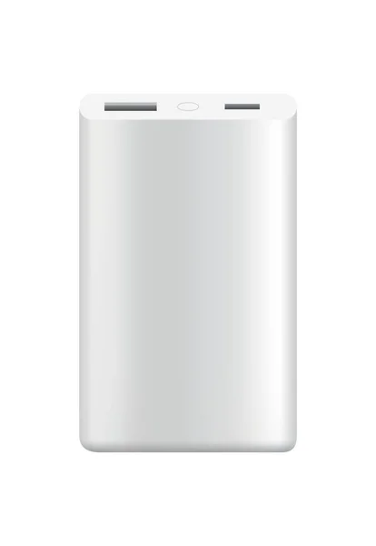Διακόσμηση τράπεζας ισχύος χωρίς καλώδιο USB. Πολύχρωμο φορητή συσκευή φορτιστή. Εξωτερική μπαταρία για φόρτιση με μοντέρνο σχεδιασμό. Powerbank απομονωμένη σε λευκό φόντο — Διανυσματικό Αρχείο