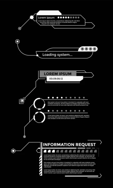 Llamadas de títulos de banner. Futuristas cuadros de marco de texto de línea digital y etiqueta emplean conjunto. Cajas emergentes o de descripción, burbujas de voz. Elementos de diseño de interfaz de comunicación simple — Vector de stock