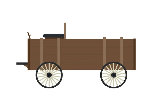 Chariot de dessin animé Far West. Vieille icône de chariot occidental isolé sur fond blanc — Image vectorielle
