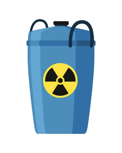 Toxický chemický sud. Ocelová nádrž s radioaktivním odpadem. Ikona záření kontejneru v plochém stylu. Nebezpečná látka. Uchovávání jaderných komponent — Stockový vektor