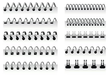 Defter spiralleri, tel çelik halkalar ve günlük için yaylar. Kağıt takvim için sarmal ya da halka şeklinde. Sayfa ya da dizin ayırıcı olarak kullanılabilir