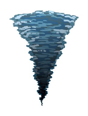 Kasırga. Tarz sahibi çizgi film kasırga ikonu. Düz tasarımla dönen hortum. Hava felaketinin vektör illüstrasyonu