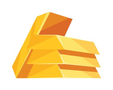 Web, oyunlar, çizgi film tarzı uygulamalar için altın külçeler simgesi. Finansal konsept, bankacılık işi, refah, hazine sembolü. Beyaz arkaplandaki vektör izole nesne