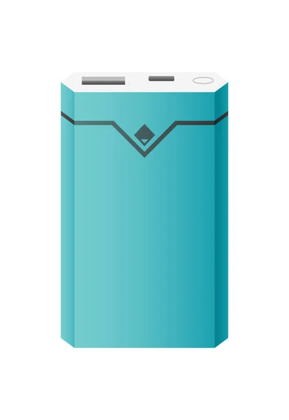 Maqueta de banco de alimentación sin cable USB. Colorido dispositivo de cargador portátil. Batería externa para cargar con diseño moderno. Powerbank aislado sobre fondo blanco — Vector de stock