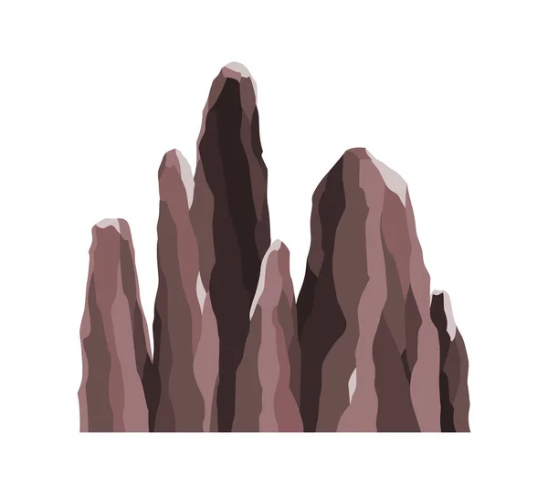 Naturens bergslandskap. Rocky massiv vektor Illustration. Vintertoppar eller bergstopp. Räckvidd klippa, berg stenig miljö topp. Resor landskap, klättring eller vandring berg — Stock vektor