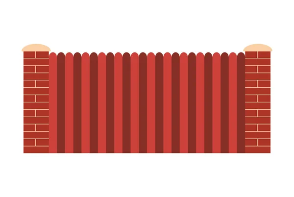 Gate staket från metall och tegel. Illustration av dekorativ barriär. Skyddsarkitektoniska element utomhus — Stock vektor