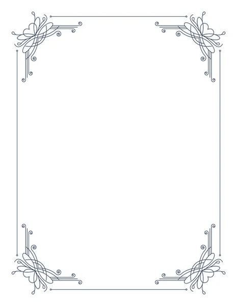 Marco decorativo con esquinas de remolinos. Frontera elegante. Contorno simple para la boda, diseño de banner de saludo. Ilustración vectorial aislada — Vector de stock