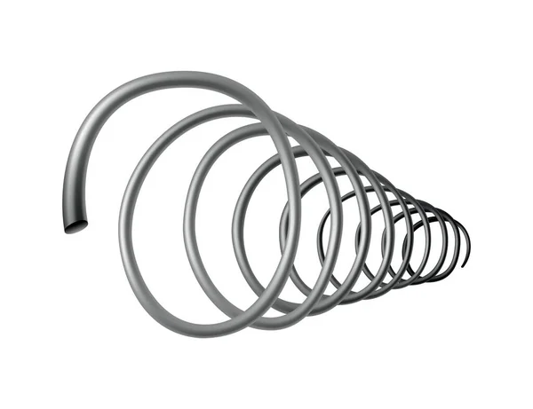 Muelle metálico. Forma de espiral. Icono vectorial de la línea de remolino o cable de alambre curvado, amortiguador o parte del equipo. Reparación de piezas de repuesto o suplemento flexible — Vector de stock