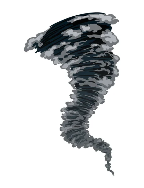 Tornado. Stiliserad tecknad orkan ikon. Roterande twister i platt design. Vektorillustration av väderkatastrofer — Stock vektor