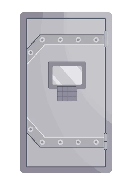 Fém páncélozott biztonsági ajtó. Megbízható adatvédelem. A letéti doboz ikonja. A személyes adatok védelme. Bankszéf ajtaja — Stock Vector