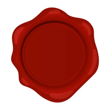 Kırmızı balmumu damga. Mektup ya da belgeler için ayrı bir etiket modeli, gizli imza ya da güvenlik etiketi, zarf için kraliyet garanti damgası. Metin için boş alanı olan gerçekçi simge