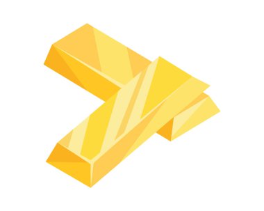 Web, oyunlar, çizgi film tarzı uygulamalar için altın külçeler simgesi. Finansal konsept, bankacılık işi, refah, hazine sembolü. Beyaz arkaplandaki vektör izole nesne