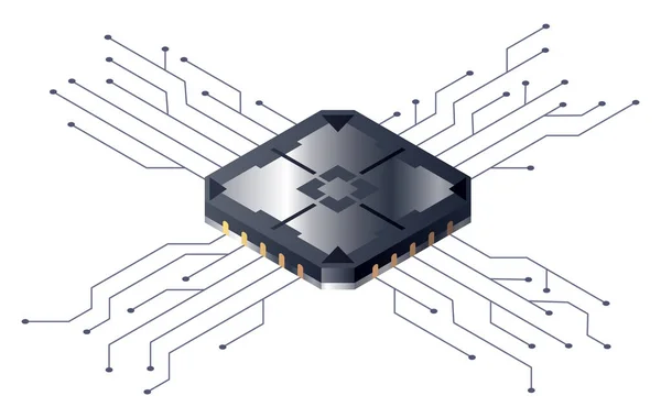 Microprocessore. Scheda madre chip digitale. Banner web di intelligenza artificiale. Processori centrali CPU concetto. Processore futuristico del microchip del chip digitale — Vettoriale Stock