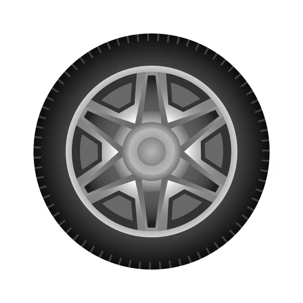 Set of car wheels. Automotive tires. Wheel disk icon isolated on white background. Automobile rims design — Vector de stock