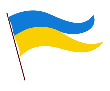 Ukrayna bayrağı. Beyaz arka planda Ukrayna bayrağı. Ulusal bayraklar sallanıyor. Sancak tasarım ögeleri