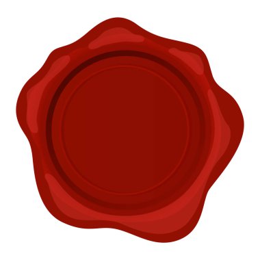 Kırmızı balmumu damga. Mektup ya da belgeler için ayrı bir etiket modeli, gizli imza ya da güvenlik etiketi, zarf için kraliyet garanti damgası. Metin için boş alanı olan gerçekçi simge