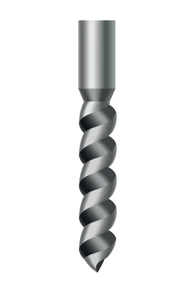 Drill bit of steel or other metal twist shape. Professional nozzle for drill hammer or screwdriver. Vector icon isolated on white background — Stock Vector