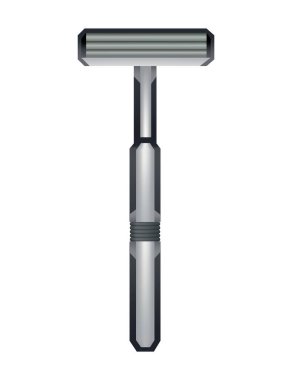 Ustura. Sakal kesim aksesuarı. Hijyen için keskin tıraş aletleri ya da beyaza izole edilmiş saç stili. Tıraş taklit simgesi