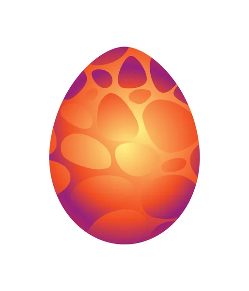 Huevo de dinosaurio dragón con patrón decorativo. Cáscara de huevo de dibujos animados Dino. Icono de huevo pintado entero. Vector manchado brillante huevo en forma de pájaro o animal — Archivo Imágenes Vectoriales