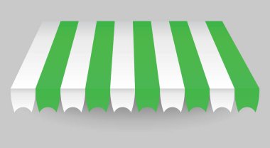 Tente elemanı. Güneşin gölgesi güneş ve yağmuru engeller. Dükkan dekorasyonu. Açık hava klasik çizgili kubbe. Pazar yeri çadır çatısı, tasarım şablonu