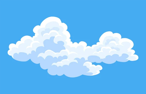 Nuages de dessins animés. Symbole abstrait d'icône de paysage nuageux blanc. Vecteur nuageux paysage ou simplicité nature panorama aérien. Formes rondes dans un style plat — Image vectorielle