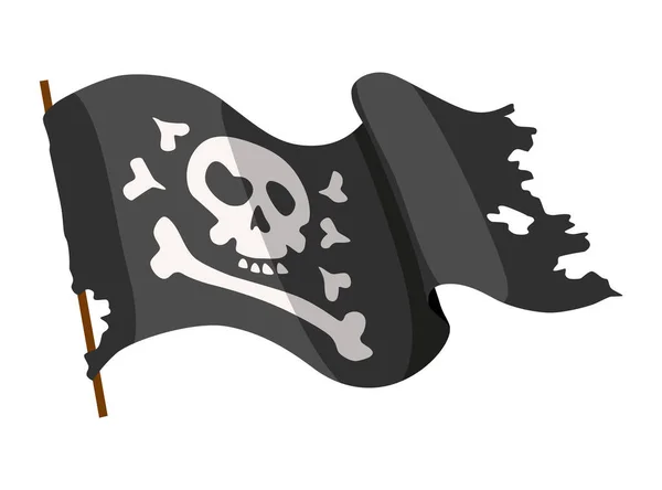 Bandera pirata elemento náutico. Objeto marino vintage marino aislado. Pintura de acuarela a la antigua. símbolo vectorial decorativo — Vector de stock