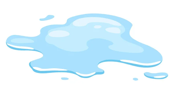 水漏れの水たまり フラット漫画のスタイルでブルーの液体様々な形状 白い背景に独立したベクトル流体設計要素 — ストックベクタ