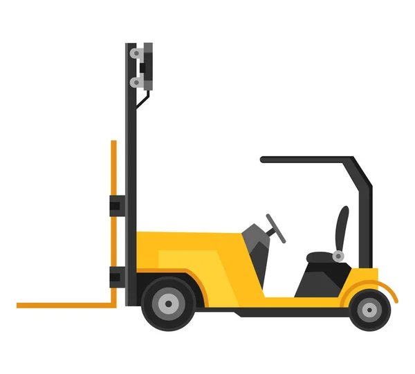 Gabelstaplerlager Oder Lagereinrichtungen Gelbe Maschine Ohne Fahrer Isoliert Auf Weißem — Stockvektor