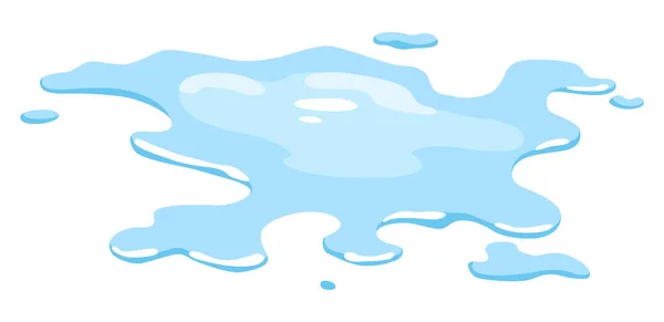 Water Spill Puddle Blue Liquid Various Shape Flat Cartoon Style — Stock Vector