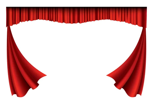 Rideaux Rouges Réalistes Tissu Théâtre Décoration Soie Pour Cinéma Salle — Image vectorielle