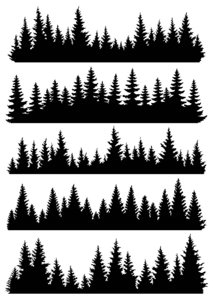Σιλουέτες Των Δέντρων Fir Ρυθμίστηκαν Κωνοφόρα Ερυθρελάτη Δάσος Οριζόντια Μοτίβα — Διανυσματικό Αρχείο