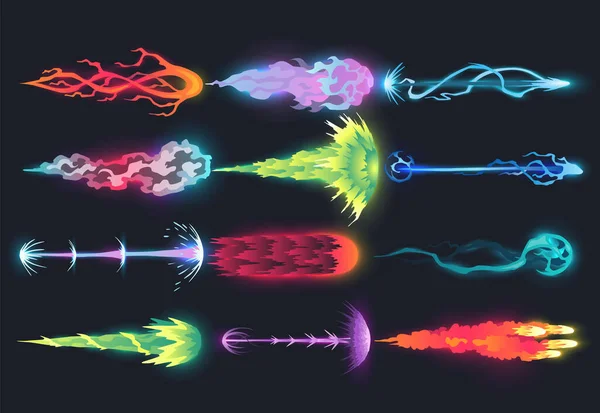 Rayons Laser Bande Dessinée Futuriste Effets Tir Attaques Blasphématoires Rayons — Image vectorielle