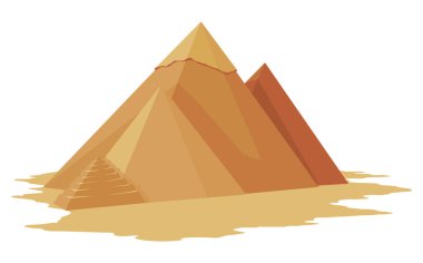 Mısır piramitleri antik Mısır 'ın sembolü. Tarihi manzara gösteri merkezi cazibesi. Giza 'nın ünlü tarihi yeri. Kum tepelerindeki antik mimari.
