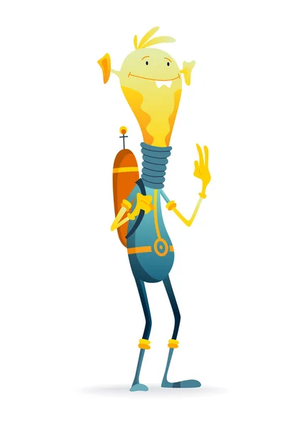 Extraterrestre Dos Desenhos Animados Personagem Brinquedos Robô Android Isolado Fundo — Vetor de Stock