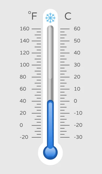 Cold Thermometer Celsius Fahrenheit Scale Temp Control Thermostat Device Flat — Vetor de Stock