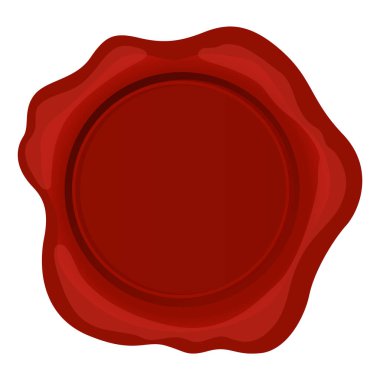 Kırmızı balmumu damga. Mektup ya da belgeler için ayrı bir etiket modeli, gizli imza ya da güvenlik etiketi, zarf için kraliyet garanti damgası. Metin için boş alanı olan gerçekçi simge.