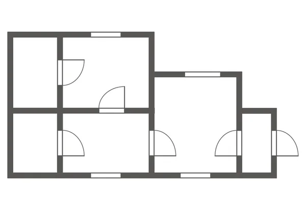 Архитектурный План Черно Белый Изолированный Кондоминиум Дом Этаж Дизайн Интерьера — стоковый вектор