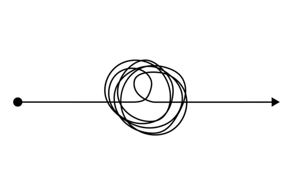 Pfeil Chaos Mentalitätswirrwarr Gekritzeltes Linienkonzept Mit Freihandskizze Vektor Hand Gezeichnet — Stockvektor