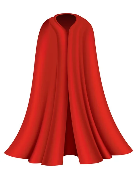 Capa Roja Superhéroe Capa Seda Tela Escarlata Vista Frontal Vestido — Vector de stock