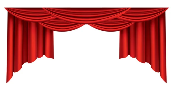 Cortinas Vermelhas Realistas Decoração Seda Tecido Teatro Para Cinema Sala — Vetor de Stock