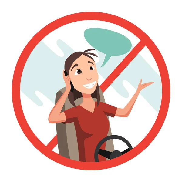 Phone While Driving Safety Driving Rules Use Mobile Woman Talking — Stock Vector