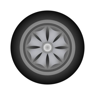 Araba tekerlekleri. Otomotiv lastikleri. Tekerlek disk simgesi beyaz arkaplanda izole edildi. Otomobil jantları tasarımı.