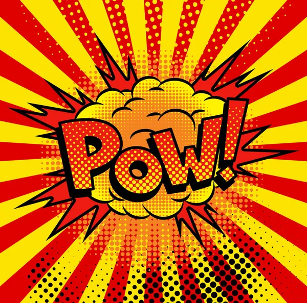 Comic Book Sound Colored Hand Drawn Speech Bubble Pow Sound — Vettoriale Stock