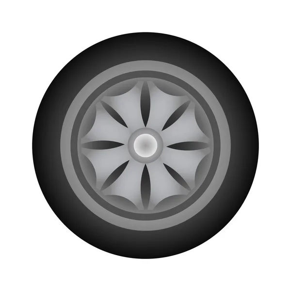 Een Stel Auto Automobielbanden Wielschijfpictogram Geïsoleerd Witte Achtergrond Ontwerp Van — Stockvector