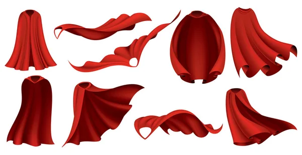 Superhero Red Capes Carnival Masquerade Dress Realistic Costume Design Scarlet — 스톡 벡터