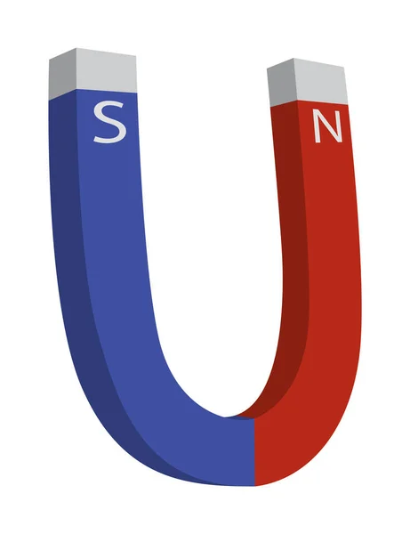 Icono Imán Rojo Azul Con Dos Polos Norte Sur Aislados — Archivo Imágenes Vectoriales