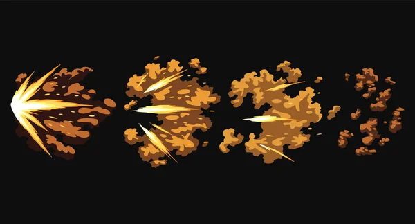 Błyski Pistoletu Lub Animacja Postrzałowa Kolekcja Efektu Eksplozji Ognia Podczas — Wektor stockowy