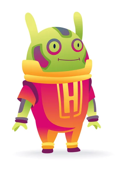 Extraterrestre Dos Desenhos Animados Personagem Brinquedos Robô Android Isolado Fundo — Vetor de Stock