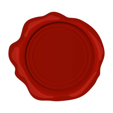 Kırmızı balmumu damga. Mektup ya da belgeler için ayrı bir etiket modeli, gizli imza ya da güvenlik etiketi, zarf için kraliyet garanti damgası. Metin için boş alanı olan gerçekçi simge.