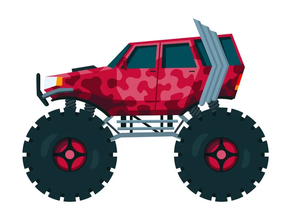 Monster Truck Hell Bunte Cartoon Auto Mit Großen Rädern Schweres — Stockvektor